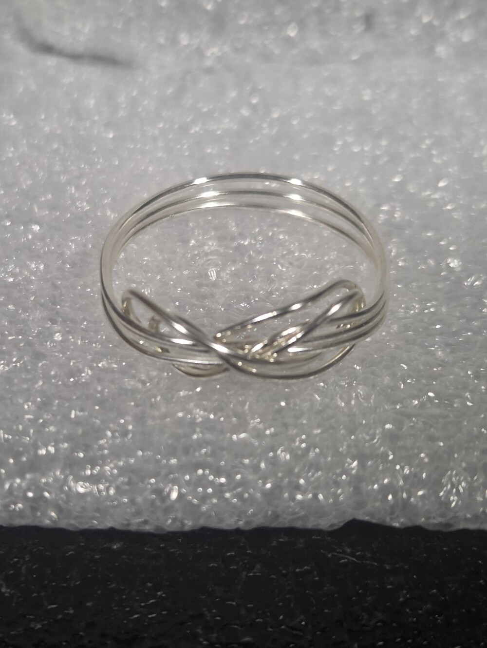 Handcrafted Stainless Steel Silver Twisted Knot Women's Ring - Silver